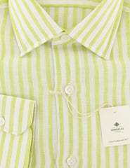 Luigi Borrelli Light Green Striped Linen Shirt - Slim - (ZS) - Parent