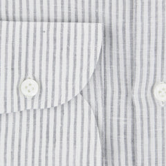 Luigi Borrelli Light Gray Striped Linen Shirt - Slim - (ZK) - Parent
