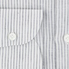 Luigi Borrelli Light Gray Striped Linen Shirt - Extra Slim - (ZK) - Parent
