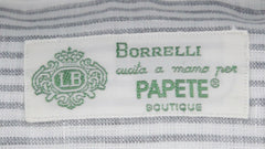 Luigi Borrelli Light Gray Striped Linen Shirt - Slim - (ZK) - Parent