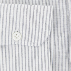 Luigi Borrelli Light Gray Striped Linen Shirt - Slim - (ZJ) - Parent
