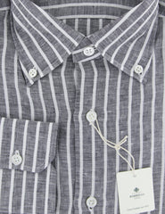 Luigi Borrelli Dark Gray Striped Linen Shirt - Slim - (ZZ) - Parent
