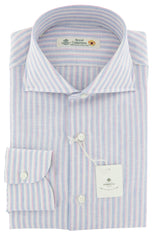 Luigi Borrelli Light Blue Striped Linen Shirt - Slim - (ZL) - Parent