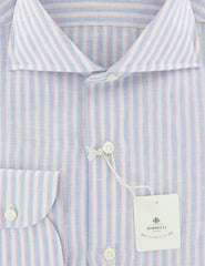 Luigi Borrelli Light Blue Striped Linen Shirt - Slim - (ZL) - Parent