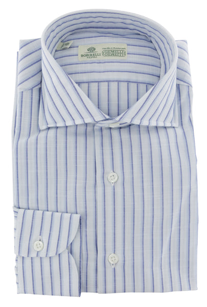 Luigi Borrelli Light Blue Striped Dress Shirt - Slim - (82) - Parent