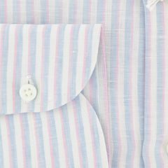 Luigi Borrelli Light Blue Striped Linen Shirt - Extra Slim - (ZM) - Parent