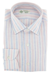Luigi Borrelli Pink Striped Linen Shirt - Slim - (ZW) - Parent