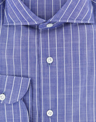 Luigi Borrelli Blue Striped Cotton Shirt - Slim - (277) - Parent