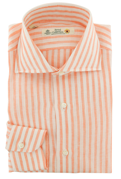 Luigi Borrelli Orange Striped Linen Dress Shirt - X Slim - (97) - Parent