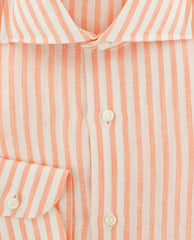 Luigi Borrelli Orange Striped Linen Dress Shirt - X Slim - (97) - Parent
