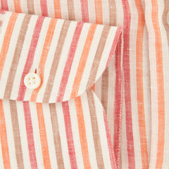 Luigi Borrelli Orange Striped Linen Shirt - Slim - (ZQ) - Parent
