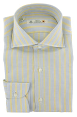 Luigi Borrelli Yellow Striped Linen Dress Shirt - Slim - 14.5/37 (98)