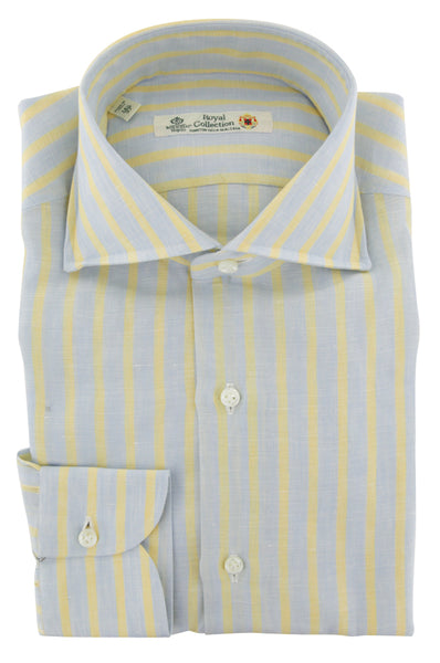 Luigi Borrelli Yellow Striped Linen Dress Shirt - Slim - (98) - Parent
