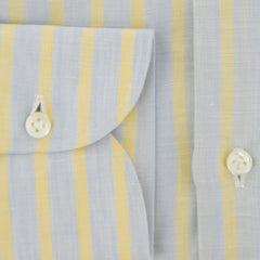 Luigi Borrelli Yellow Striped Linen Dress Shirt - Extra Slim - (98) - Parent