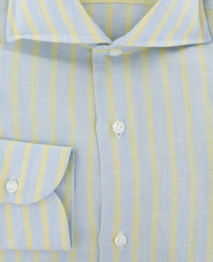 Luigi Borrelli Light Blue Striped Linen Dress Shirt - X Slim - (92) - Parent