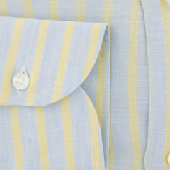 Luigi Borrelli Light Blue Striped Linen Dress Shirt - X Slim - (92) - Parent