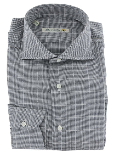 Luigi Borrelli Gray Plaid Cotton Dress Shirt - Slim - (8D) - Parent