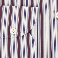 $425 Luigi Borrelli Burgundy Red Striped Cotton Shirt - Slim - (KS) - Parent