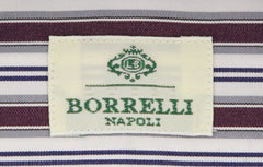 $425 Luigi Borrelli Burgundy Red Striped Cotton Shirt - Slim - (KS) - Parent