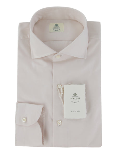 $500 Luigi Borrelli Cream Solid Cotton Shirt - Slim - (LB12272516) - Parent