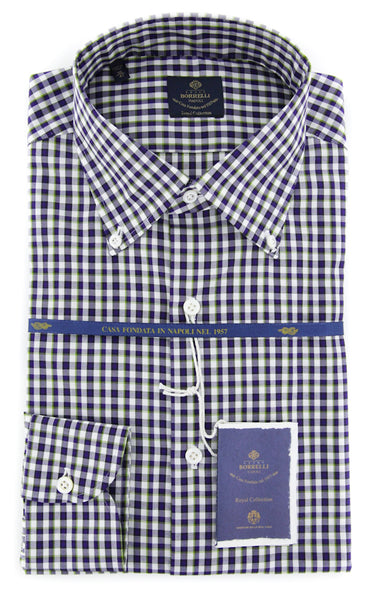Luigi Borrelli Purple Plaid Shirt - Slim - (EV0656780STEFANO) - Parent
