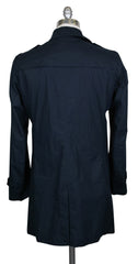 Luigi Borrelli Navy Blue Solid Raincoat - (LBCOATG160270) - Parent