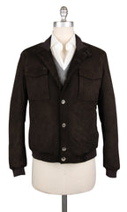 Luigi Borrelli Dark Brown Leather Solid Jacket - 48/58 - (LB701165)