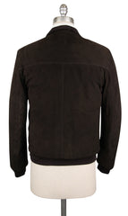 Luigi Borrelli Dark Brown Leather Solid Jacket - (LB701165) - Parent