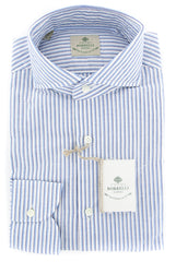 Luigi Borrelli Light Blue Striped Blend Shirt - Slim - 15/38 - (LB45231)