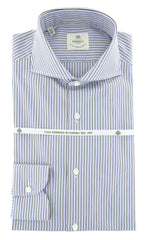 Luigi Borrelli Blue Striped Cotton Shirt - Extra Slim - 15.75/40 - (CO)
