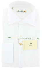 Luigi Borrelli White with Pleated Bib Tuxedo Shirt - X Slim - 15.75/40 -(LBSHRTA2)