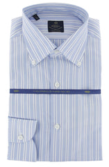 Luigi Borrelli Light Blue Striped Dress Shirt - Extra Slim - 15.75/40 -(9Y)