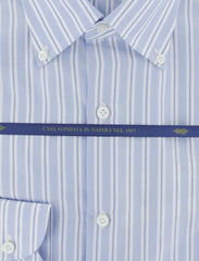 Luigi Borrelli Light Blue Striped Dress Shirt - Extra Slim - (9Y) - Parent