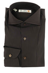 Luigi Borrelli Dark Brown Solid Cotton Shirt - Slim - 15/38 (307)