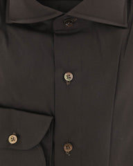 Luigi Borrelli Dark Brown Solid Cotton Shirt - Extra Slim - (307) - Parent
