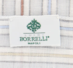 Luigi Borrelli Light Gray Striped Long Scarf - 62" x 27" - (LBSS12155)