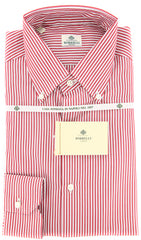 Luigi Borrelli Red Striped Cotton Shirt - Slim - 15.75/40 - (YJ)