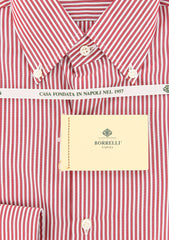 Luigi Borrelli Red Striped Cotton Shirt - Slim - (YJ) - Parent