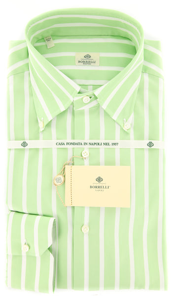 Luigi Borrelli Light Green Striped Shirt - Slim - (DR264OVIDBD) - Parent