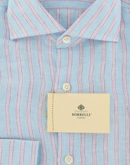 Luigi Borrelli Light Blue Striped Shirt - X Slim - (EV122NANSTPT2) - Parent