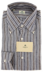 Borrelli Navy Blue Striped Shirt - Extra Slim - 15.75/40 - (EV127LIVIO)