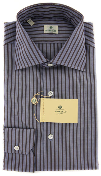 Luigi Borrelli Blue Striped Shirt - Extra Slim - (EV1727IVO) - Parent