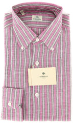 Luigi Borrelli Pink Striped Linen Shirt - Extra Slim - (TO) - Parent