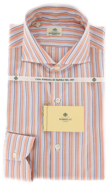 Luigi Borrelli Orange Striped Cotton Shirt - Extra Slim - (YK) - Parent