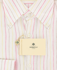 Luigi Borrelli Pink Striped Shirt - Extra Slim - 17/43 - (EV207LIVIO)
