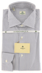 Luigi Borrelli Navy Blue Striped Shirt - Extra Slim - (559971GIA) - Parent