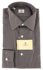Borrelli Brown Striped Shirt - Extra Slim - 15.75/40 - (EV662NUNZIO)