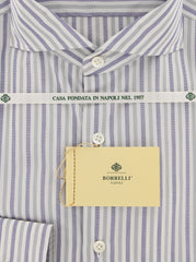 Borrelli Light Blue Striped Shirt - Extra Slim - 17/43 - (EV69030HILL)
