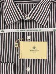 Luigi Borrelli Brown Striped Cotton Shirt - Extra Slim - (TN) - Parent