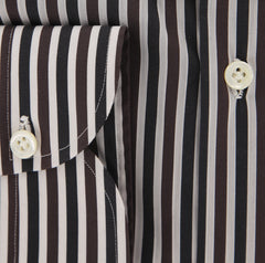 Luigi Borrelli Brown Striped Cotton Shirt - Extra Slim - (TN) - Parent